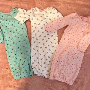 Charming Newborn Nightgown Set - Pink, Green, and White